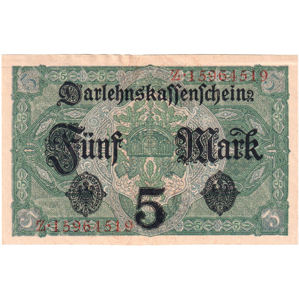 Alemanha, 5 Mark, 1917-08-01, AU(50-53)