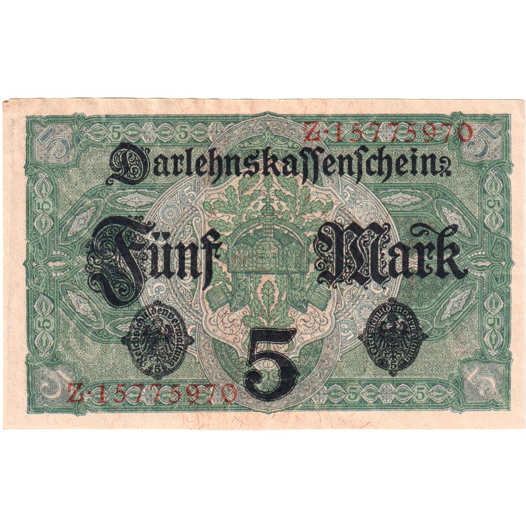 Alemanha, 5 Mark, 1917-08-01, EF(40-45)