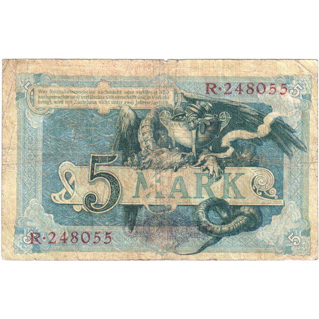 Niemcy, 5 Mark, 1904-10-31, VG(8-10)
