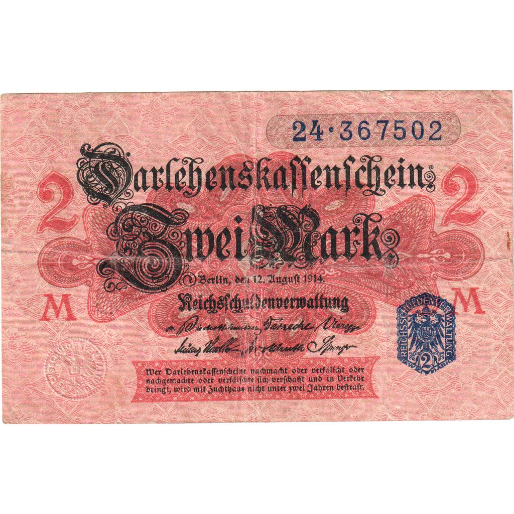 Deutschland, 2 Mark, 1914-08-12, SS