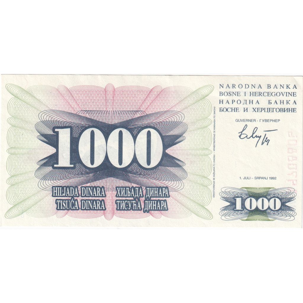 Bośnia-Hercegowina, 1000 Dinara, 1992-07-01, UNC(65-70)