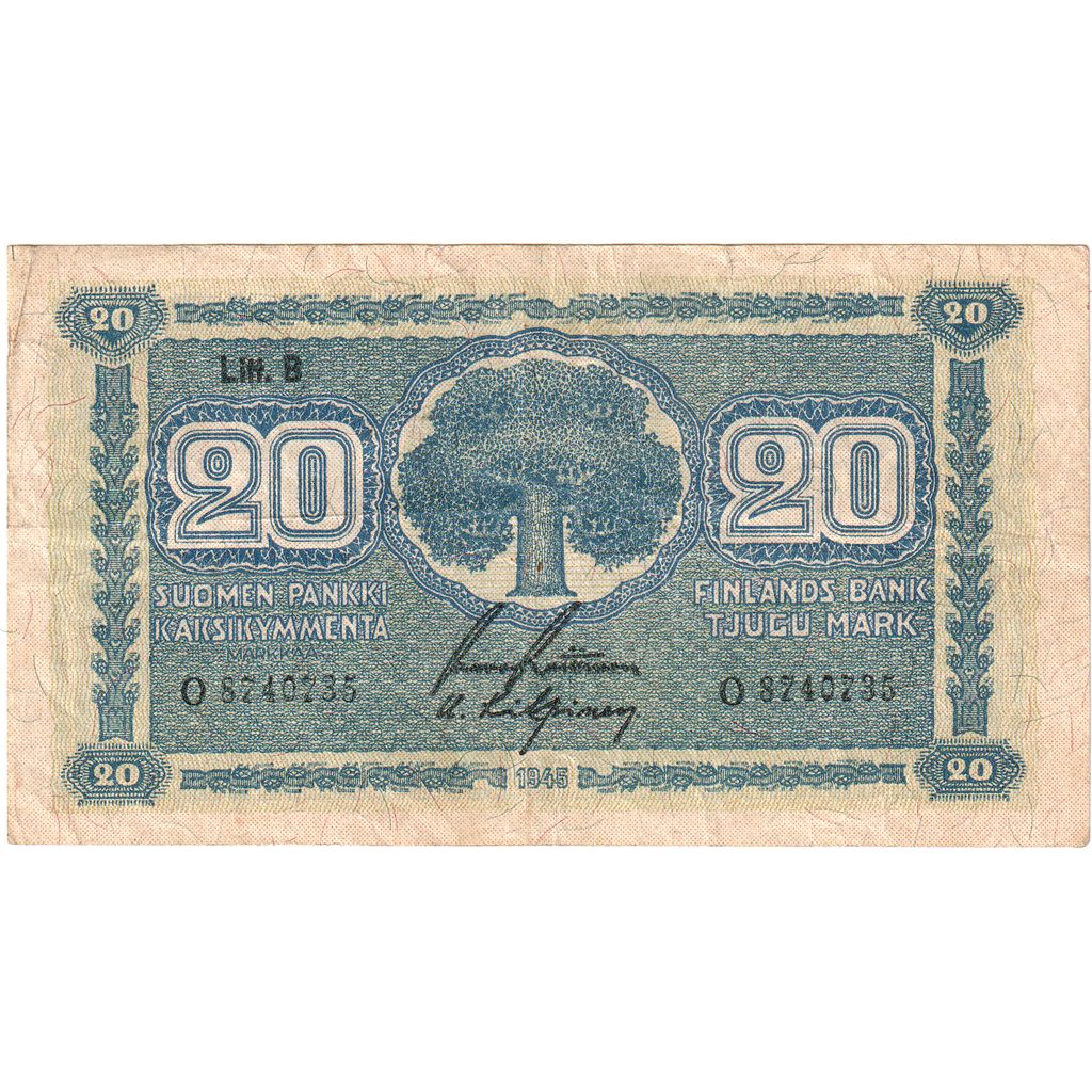Finland, 20 Markkaa, VF(20-25)