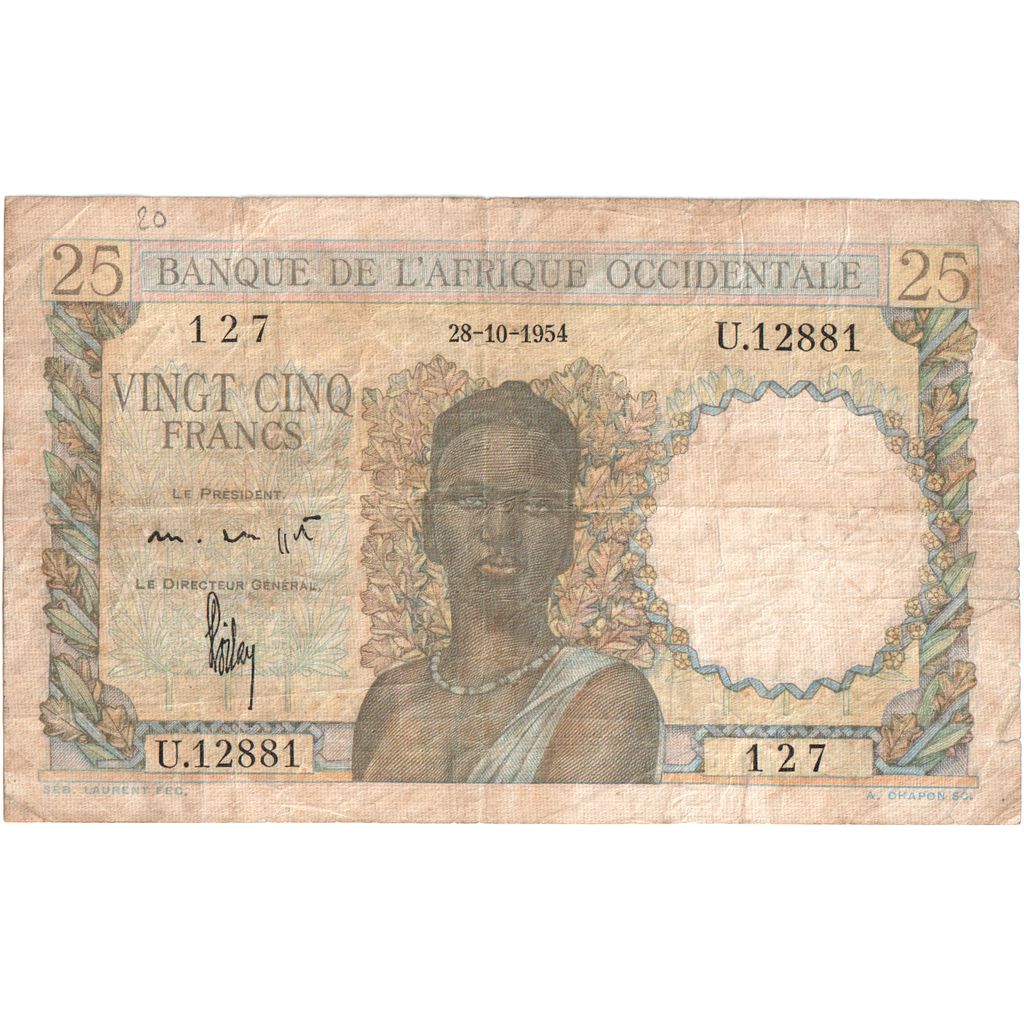 África oriental francesa, 25 Francs, 1949-06-29, BC