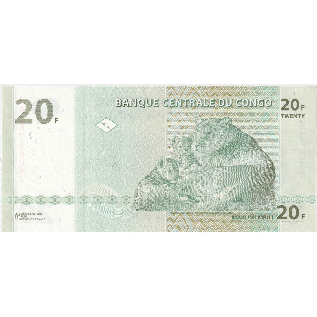 Banconote, Repubblica Democratica del Congo, 20 Francs, 2003, 2003-06-30, FDS