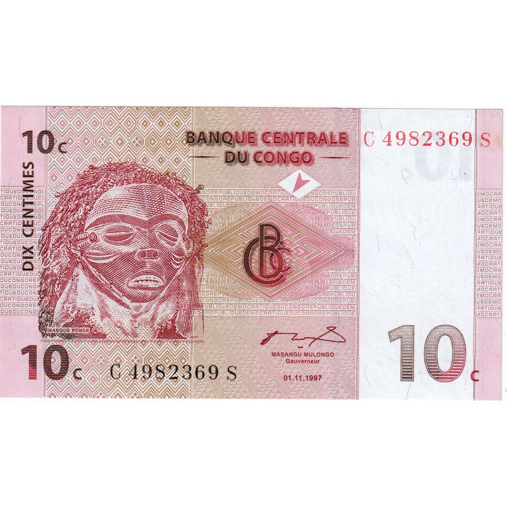 República Democrática do Congo, 10 Centimes, 1997-11-01, UNC(65-70)