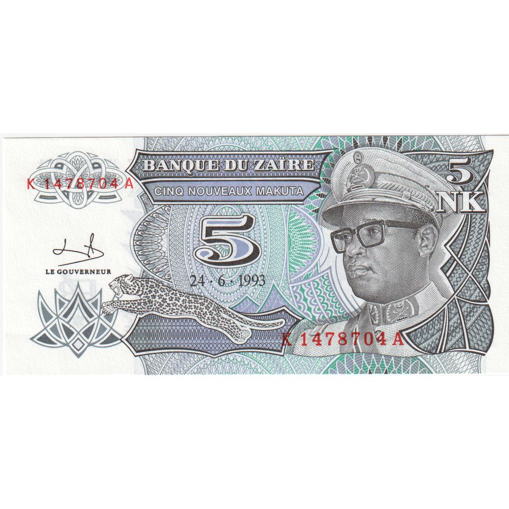 Zaïre, 5 Nouveaux Makuta, 1993-06-24, SPL