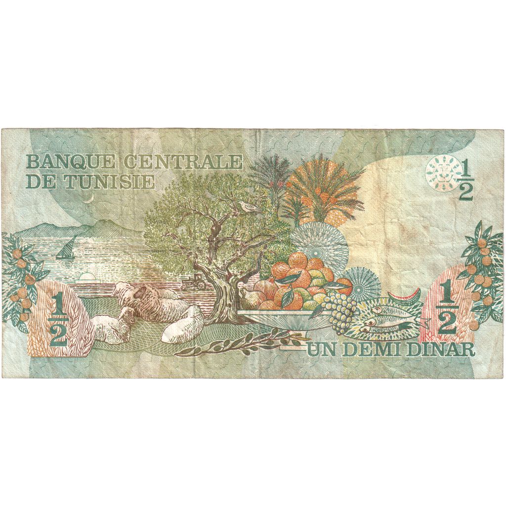 Túnez, 1/2 Dinar, 1973-10-15, BC+