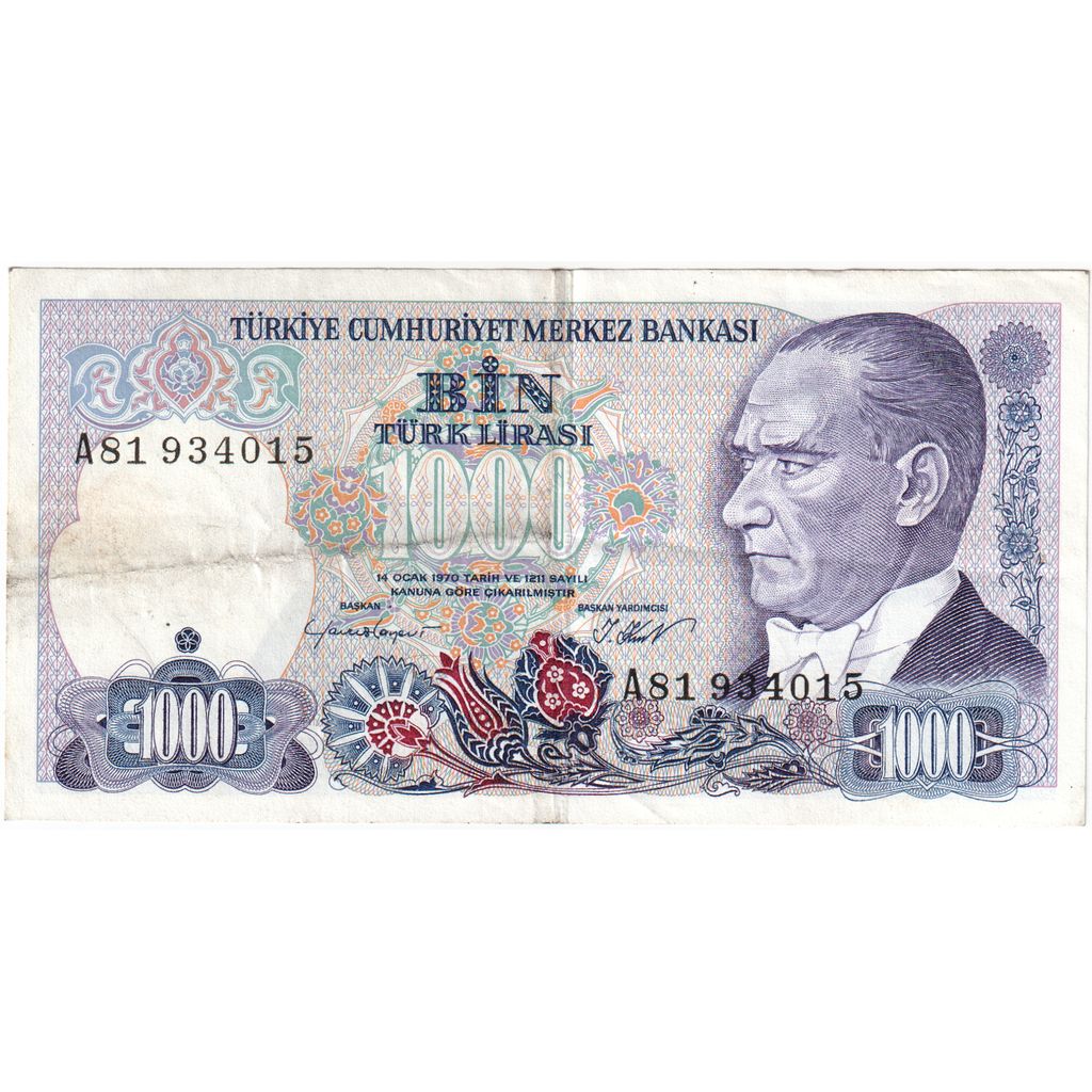 Banconote, Turchia, 1000 Lira, BB