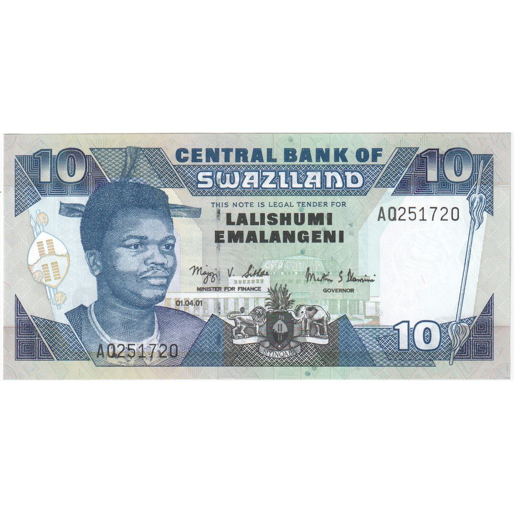 Suazi, 10 Emalangeni, 01-04-01, UNC(65-70)