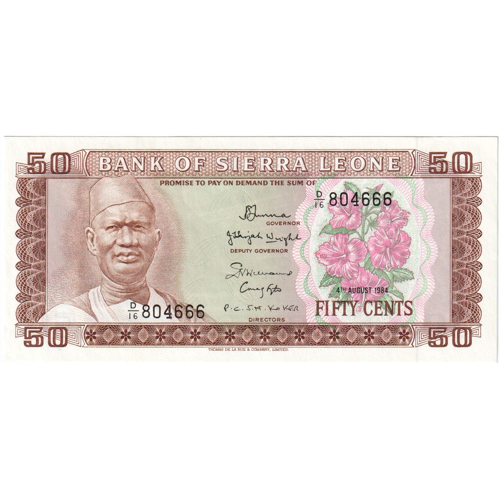 Serra Leoa, 50 Cents, 1984-08-04, UNC(65-70)