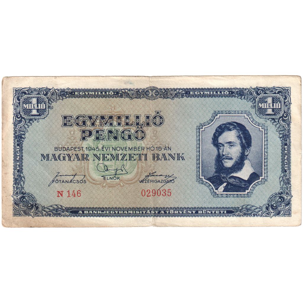 Hungria, 1,000,000 Pengö, VF(30-35)