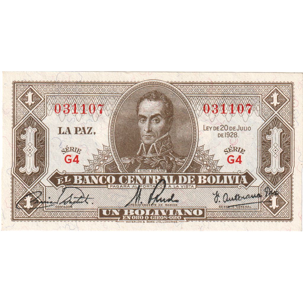 Bolivia, 1 Boliviano, UNC(65-70)