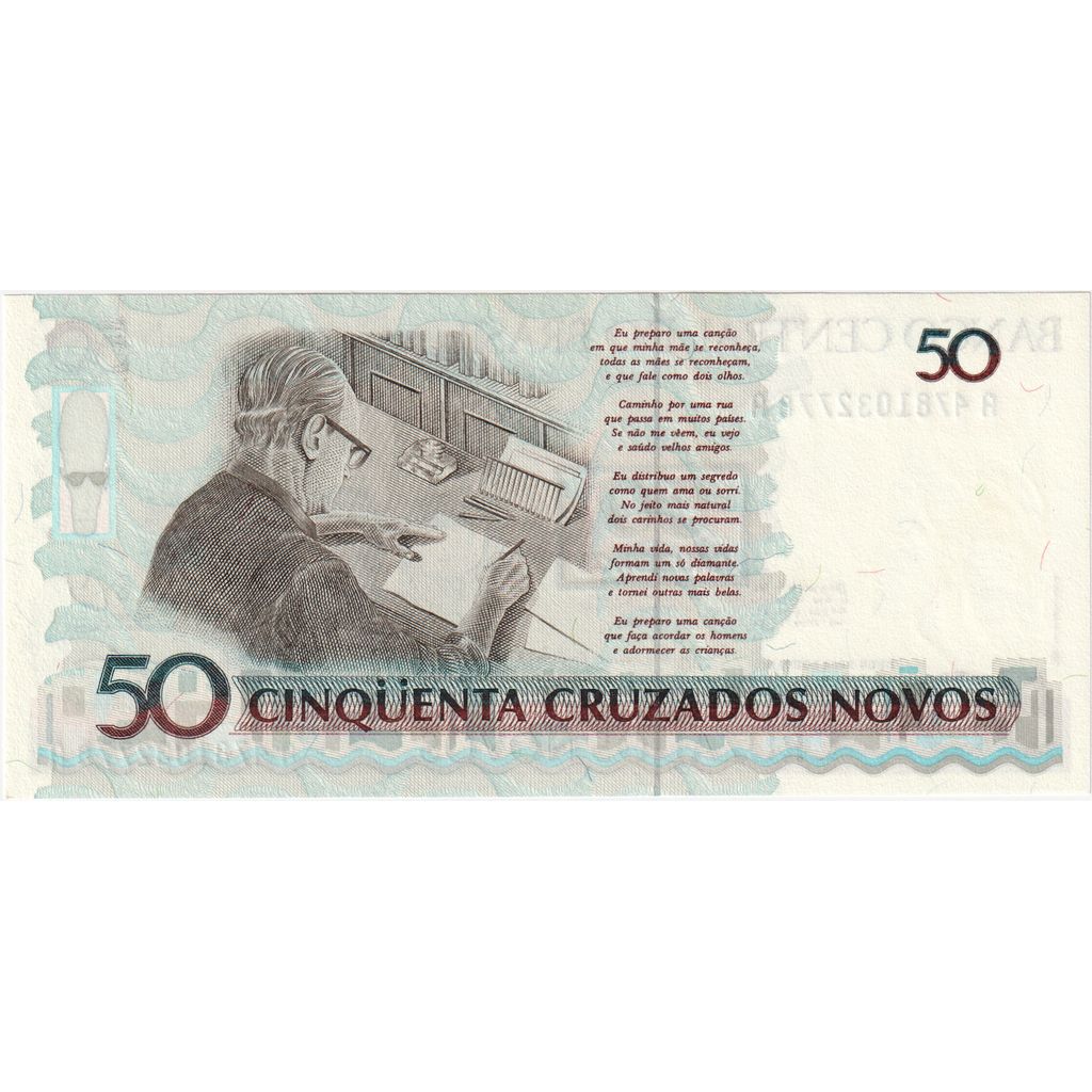 Brazil, 50 Cruzeiros on 50 Cruzados Novos, UNC(65-70)