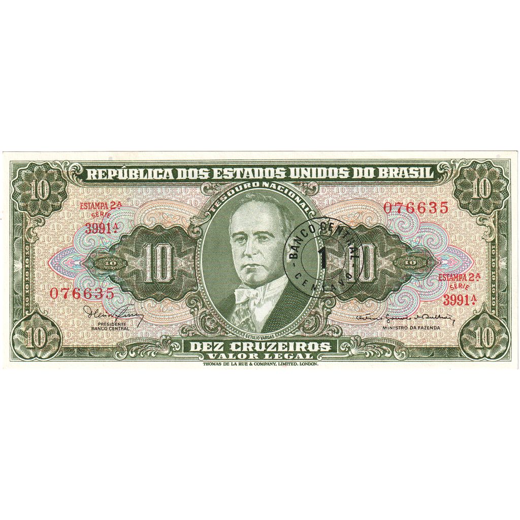 Brésil, 1 Centavo on 10 Cruzeiros, Undated (1962), NEUF