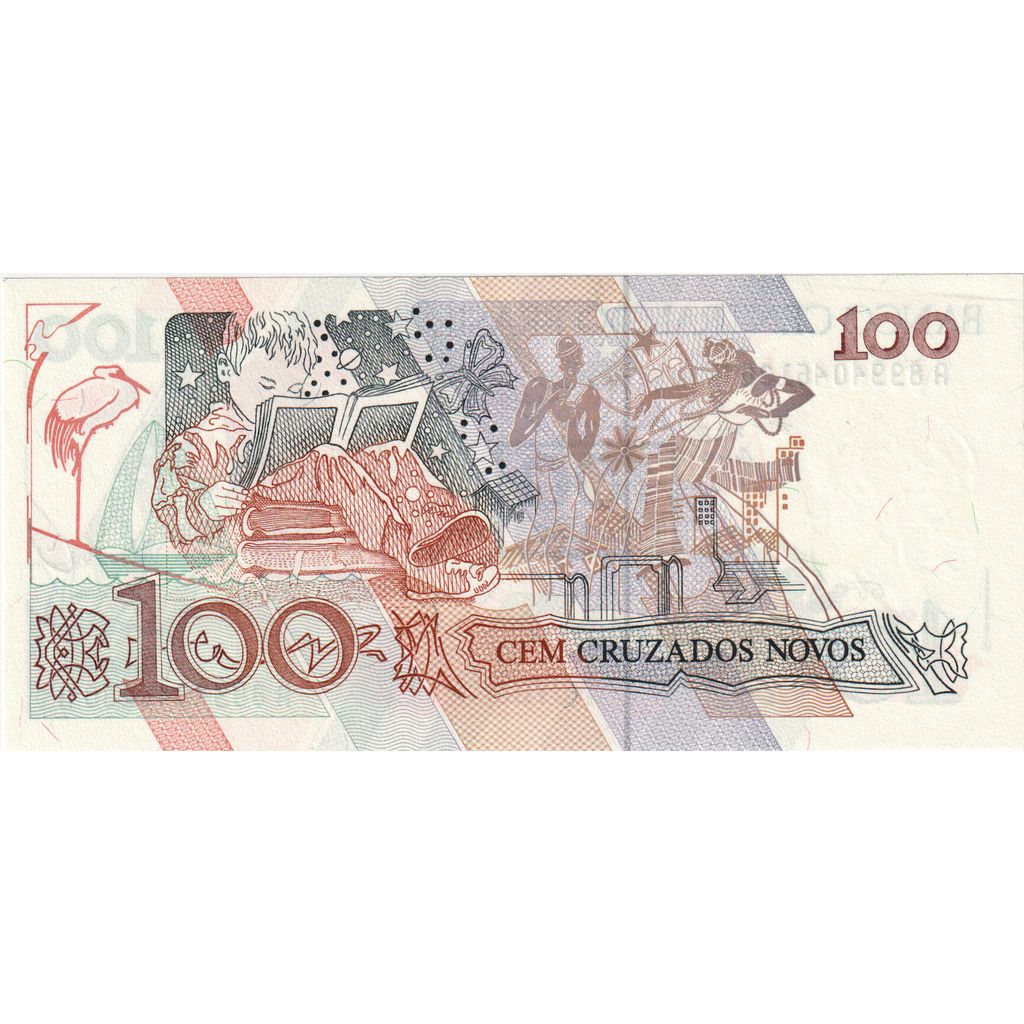 Brazil, 100 Cruzeiros on 100 Cruzados Novos, UNC(65-70)