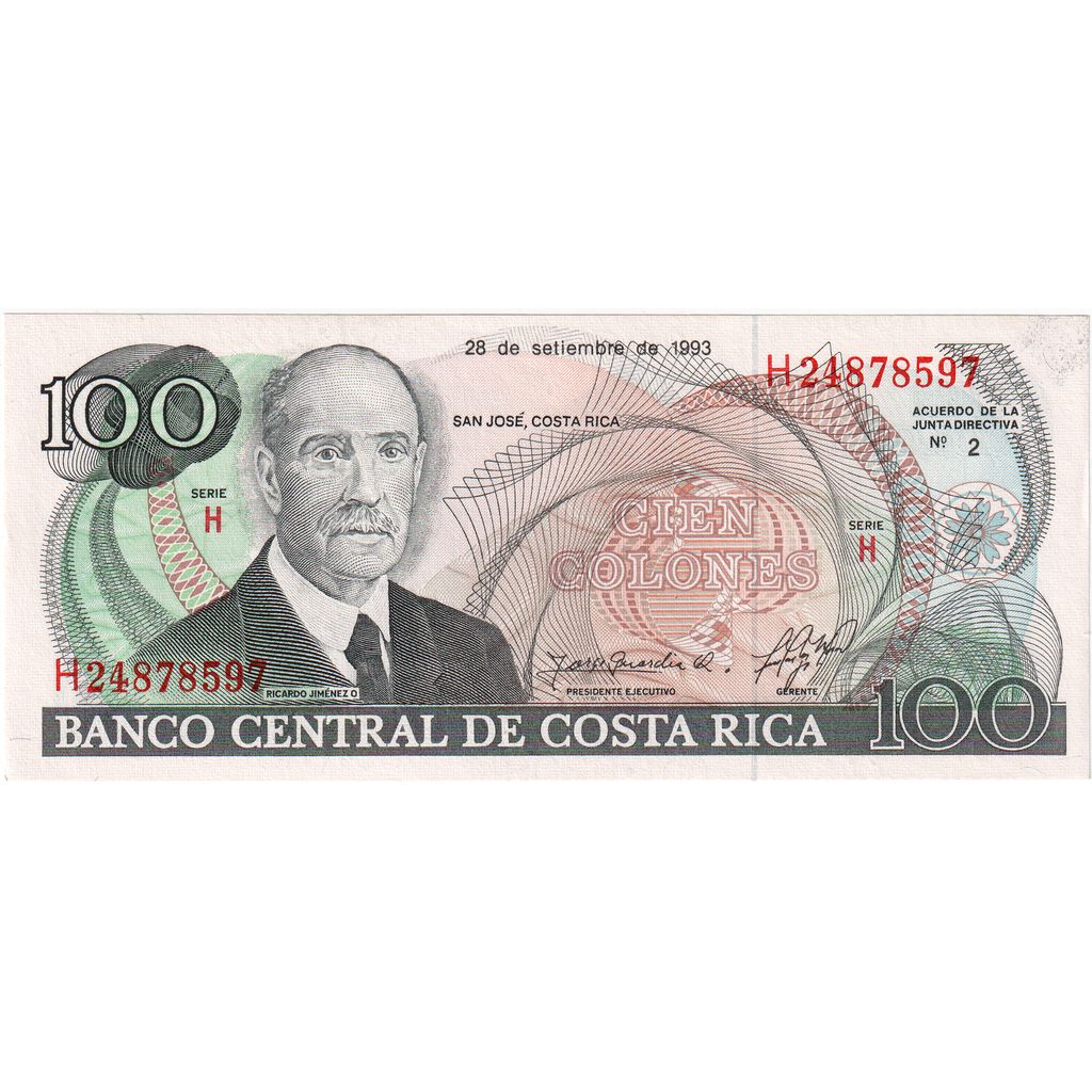Costa Rica, 100 Colones, 1993-09-28, UNC(63)