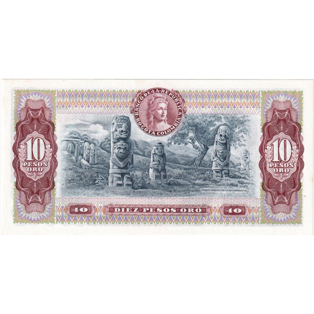 Colômbia, 10 Pesos Oro, 1980-08-07, UNC(65-70)