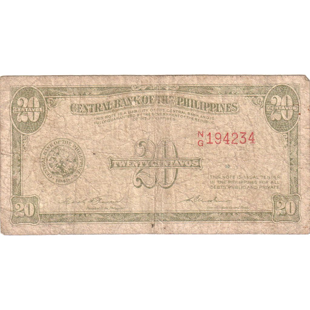 Philippines, 20 Centavos, VG(8-10)