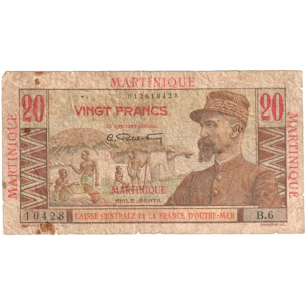 Martynika, 20 Francs, VF(20-25)