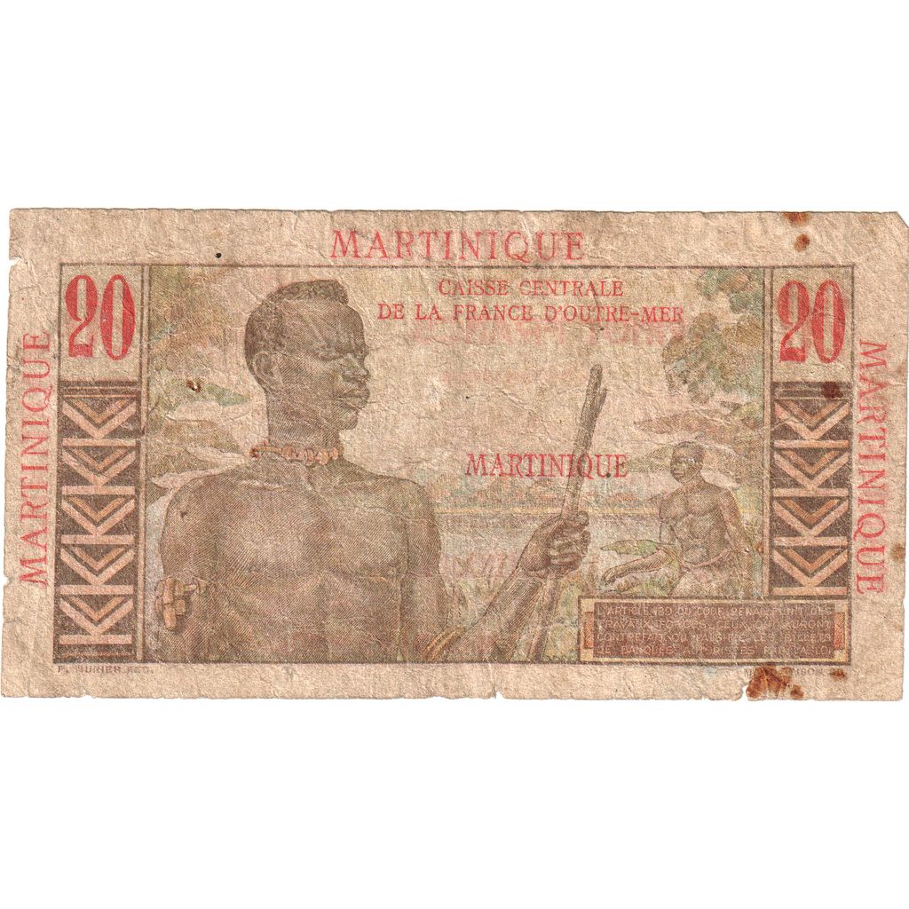 Martynika, 20 Francs, VF(20-25)
