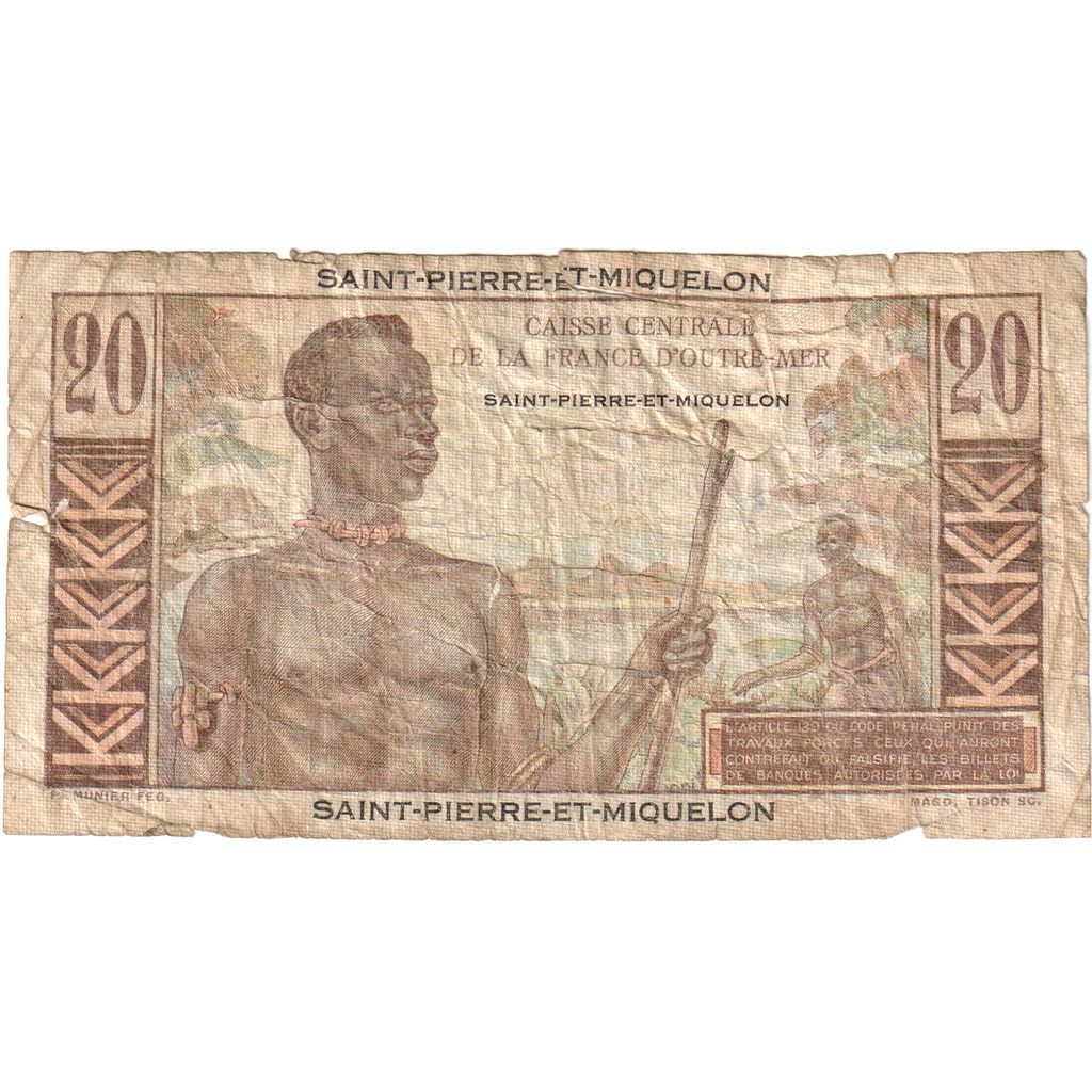 Saint Pierre and Miquelon, 20 Francs, AG(1-3)
