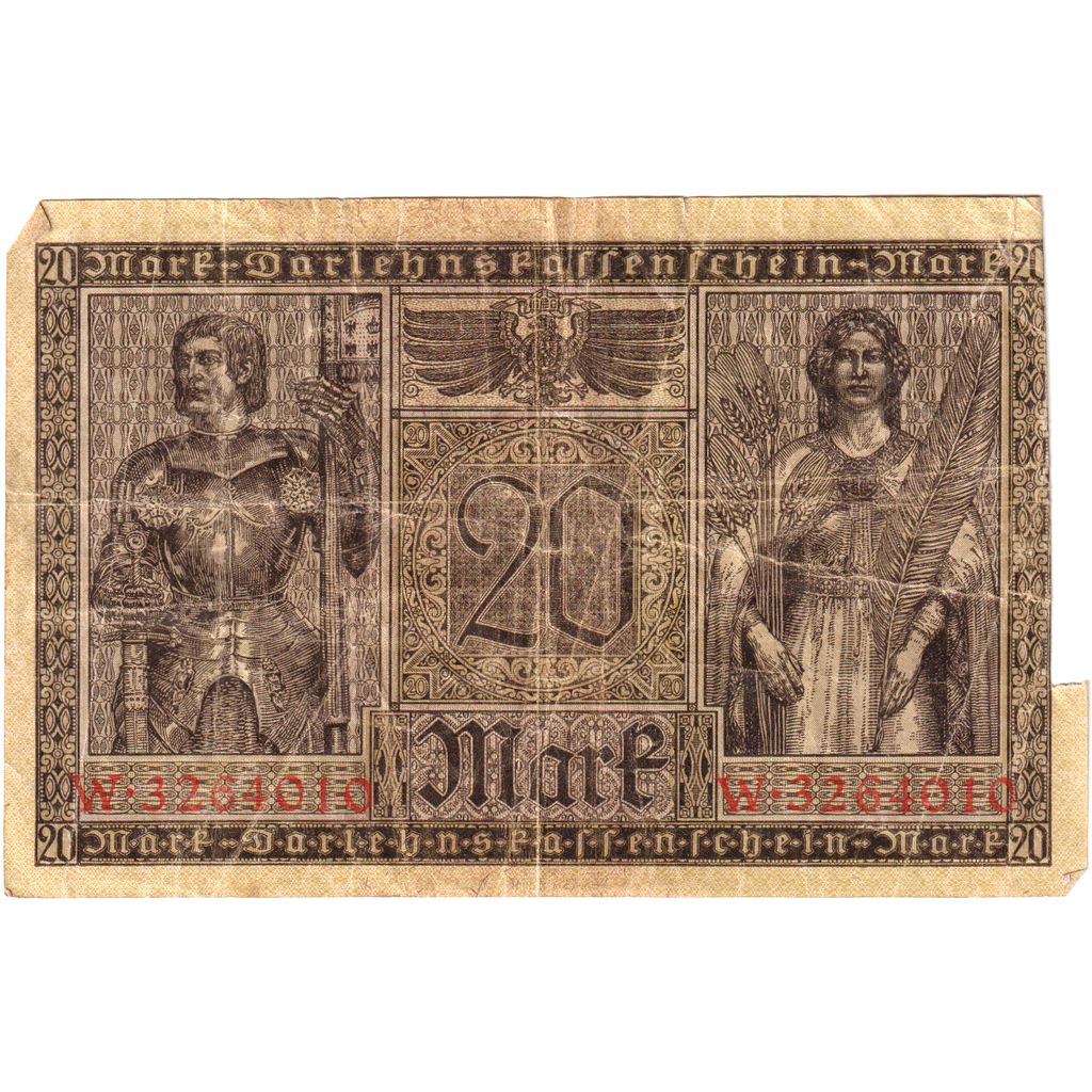 Niemcy, 20 Mark, 1918-02-21, VG(8-10)