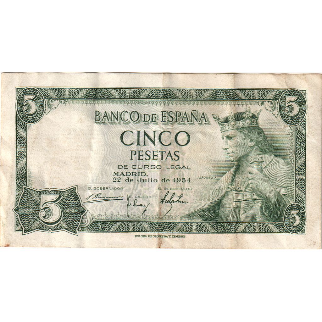 Hiszpania, 5 Pesetas, EF(40-45)