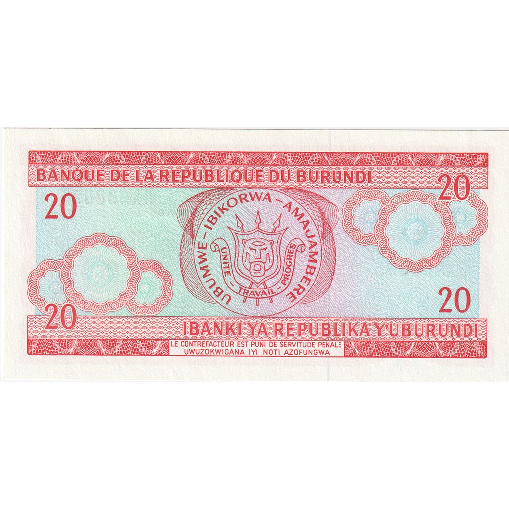 Burundi, 20 Francs, 01-11-2007, NEUF