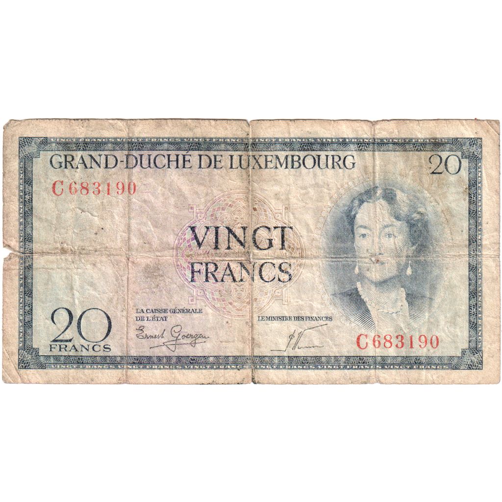 Luxembourg, 20 Francs, VF(20-25)