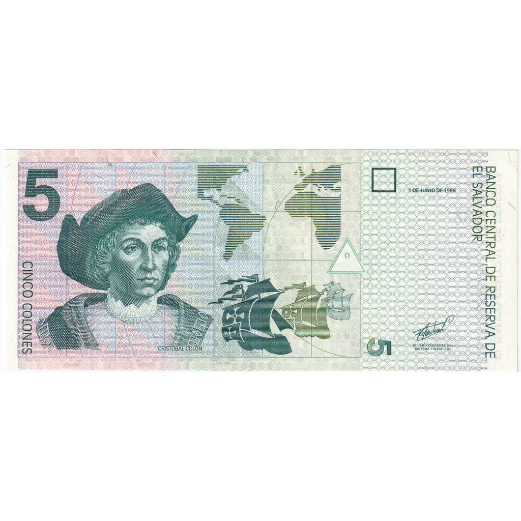 El Salvador, 5 Colones, 1997-04-18, UNC(65-70)