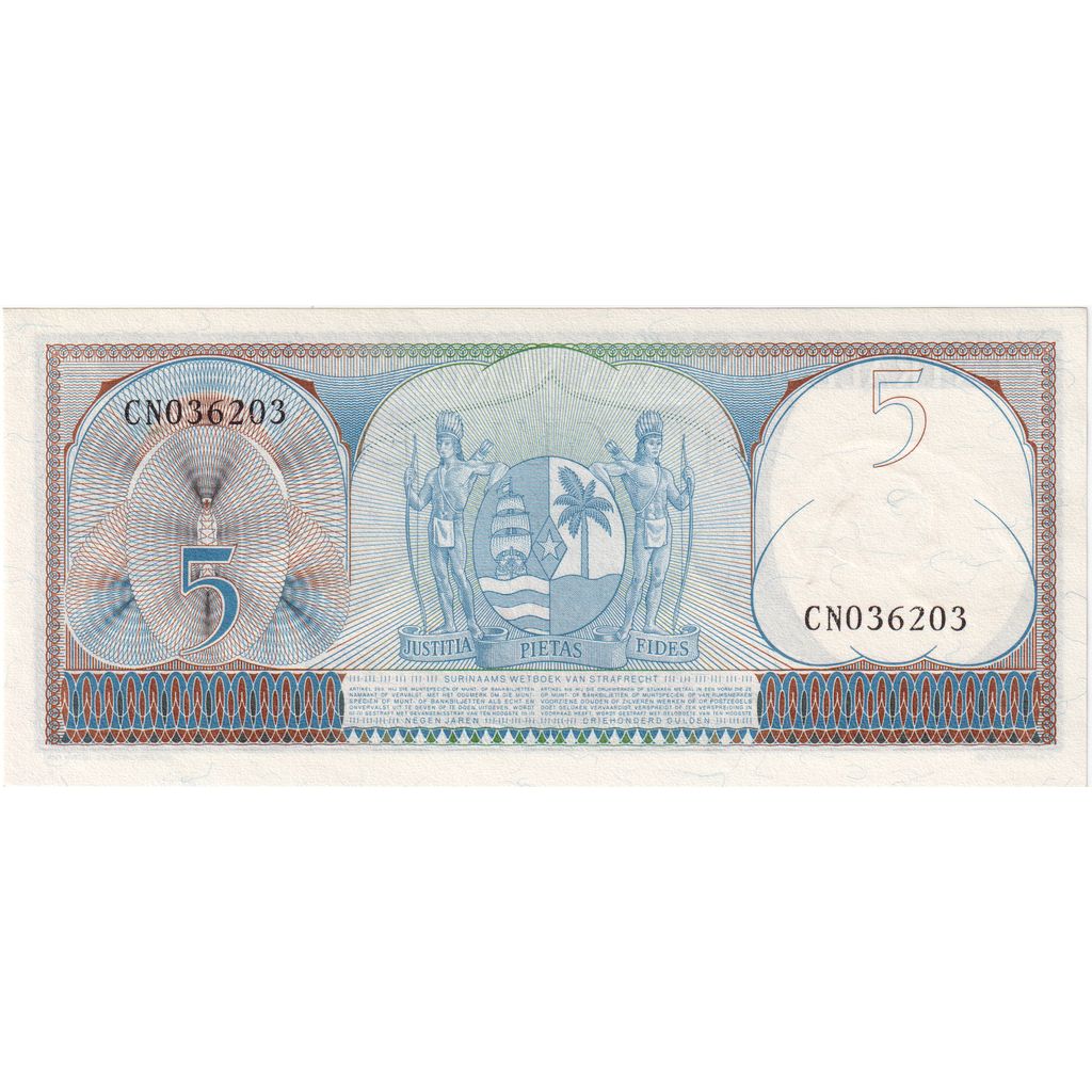 Suriname, 5 Gulden, 1963-09-01, UNC(65-70)