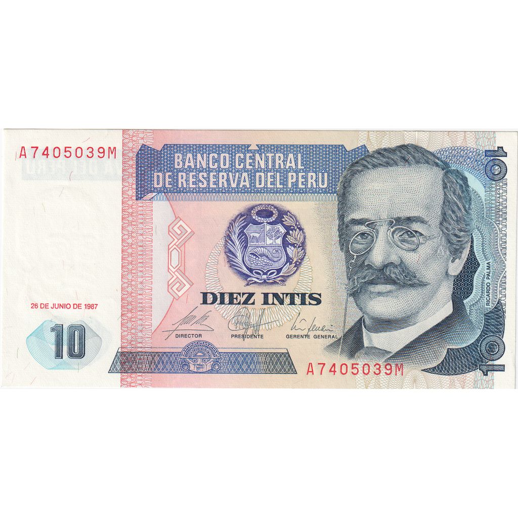 Peru, 10 Intis, 1987-06-26, UNC(63)