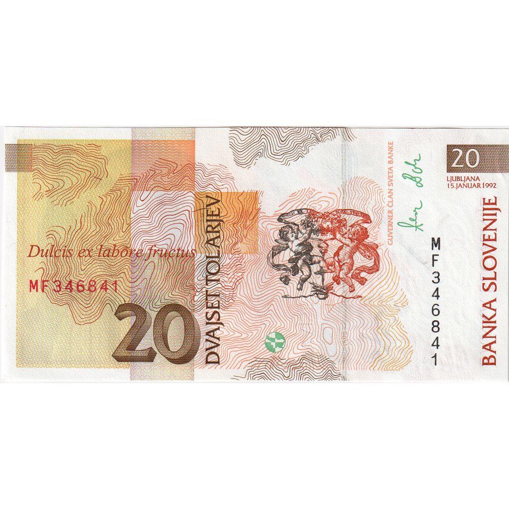 Słowenia, 20 Tolarjev, 1992-01-15, UNC(65-70)
