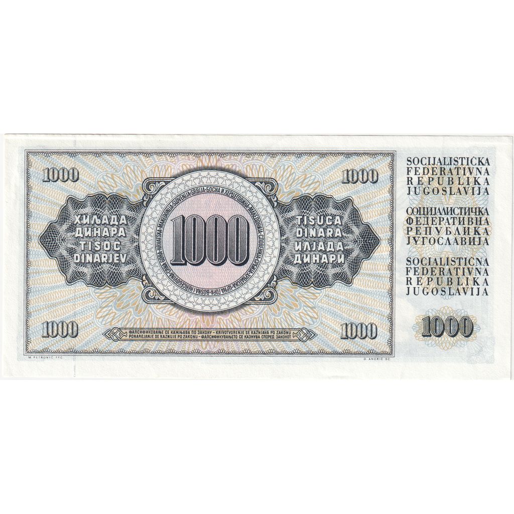 Jugoslawien, 1000 Dinara, 1981-11-04, S+