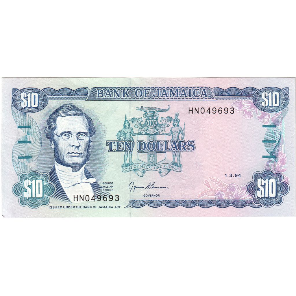 Jamaica, 10 Dollars, 1989-08-01, UNC(65-70)