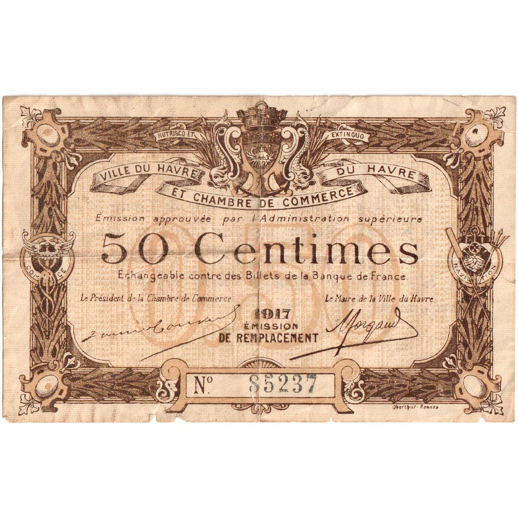 Francja, Le Havre, 50 Centimes, Undated (1917), 85237, Chambre de Commerce