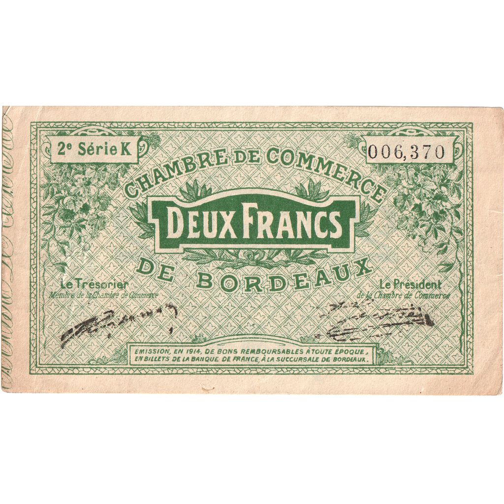 Frankreich, 2 Francs, 2éme Série K 006.370, VZ, Pirot:30-3