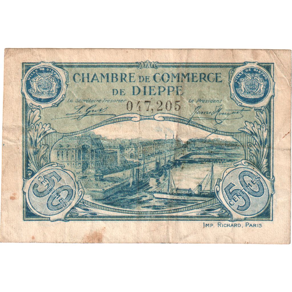 Frankreich, 50 Centimes, Undated (1920), 154,922, Dieppe, SS
