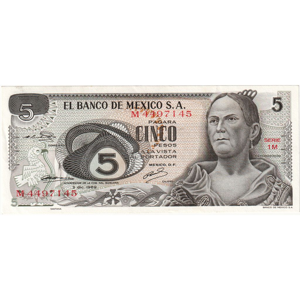 Mexico, 5 Pesos, 1969-12-03, EF(40-45)
