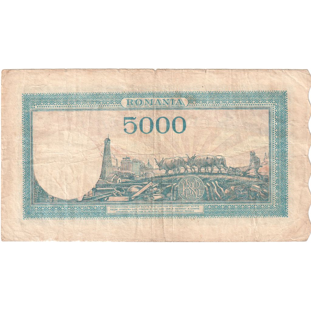 Roménia, 5000 Lei, 1944-12-15, EF(40-45)