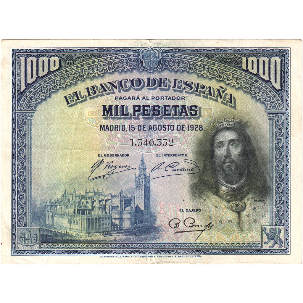 Spanje, 1000 Pesetas, 1928-08-15, TTB