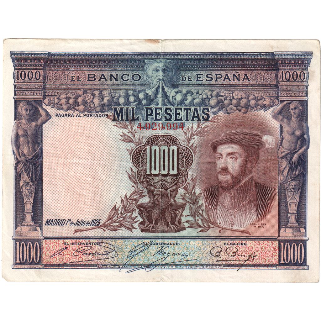Espagne, 1000 Pesetas, 1925-07-01, TB+