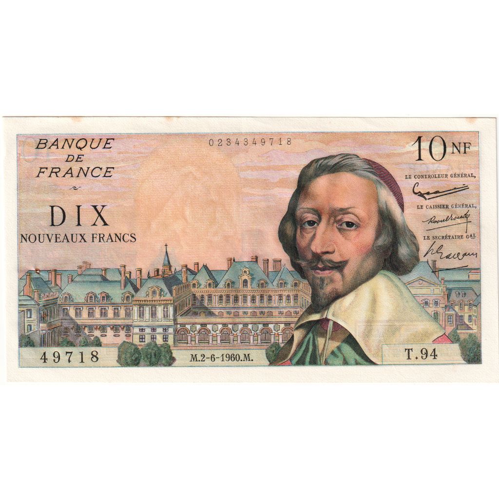 Francia, 10 Nouveaux Francs, Richelieu, 1960-08-04, T.94, MBC+