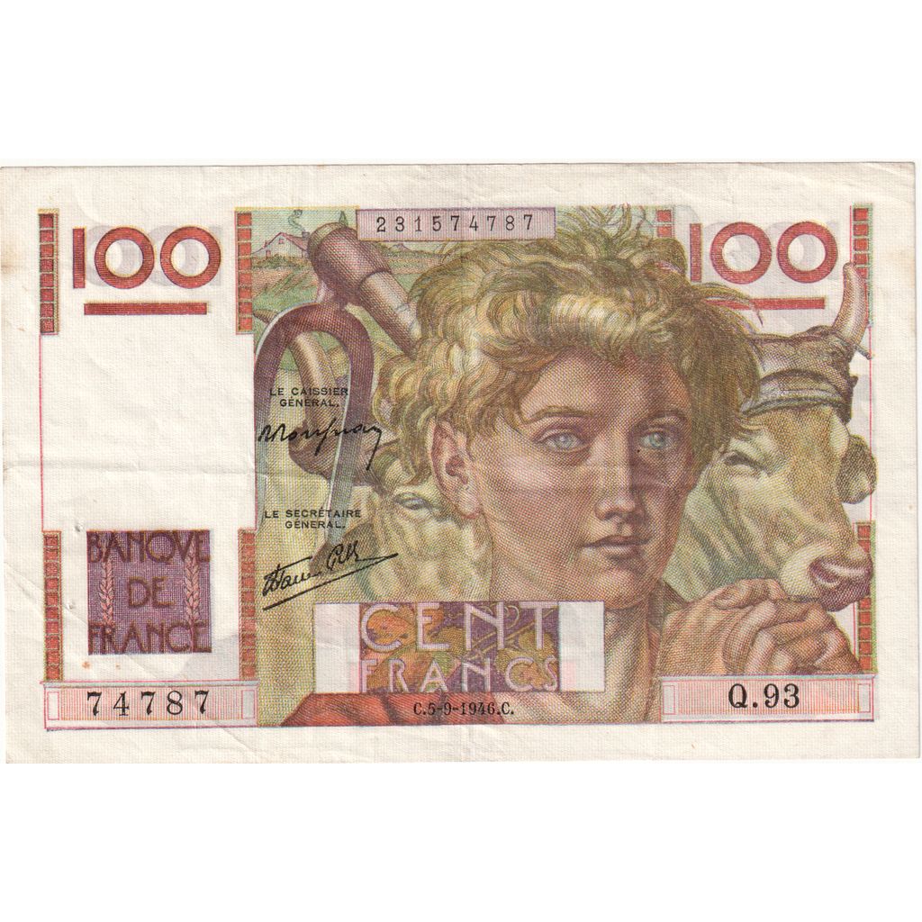 Frankreich, 100 Francs, Jeune Paysan, 1954-04-01, Q.93, SS