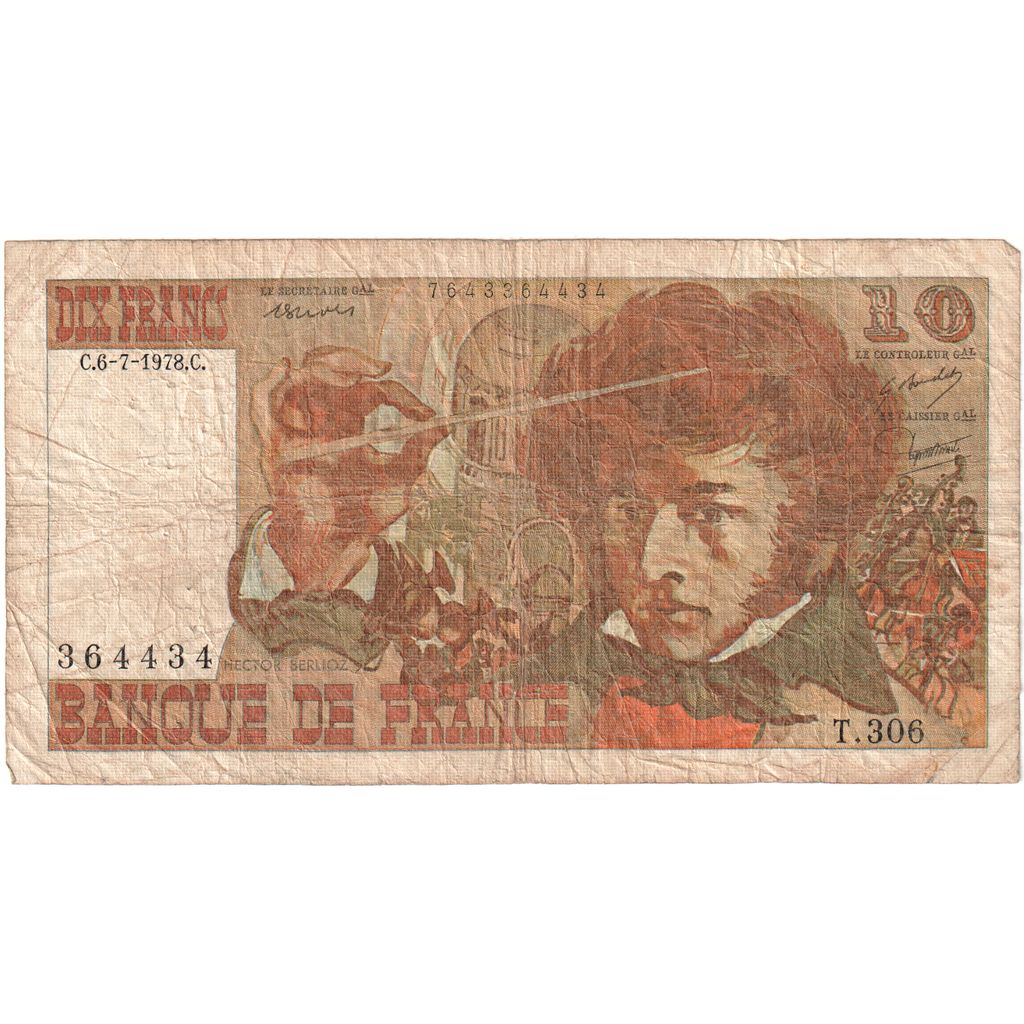 France, 10 Francs, Berlioz, 1974-04-04, T.306, VF(20-25)