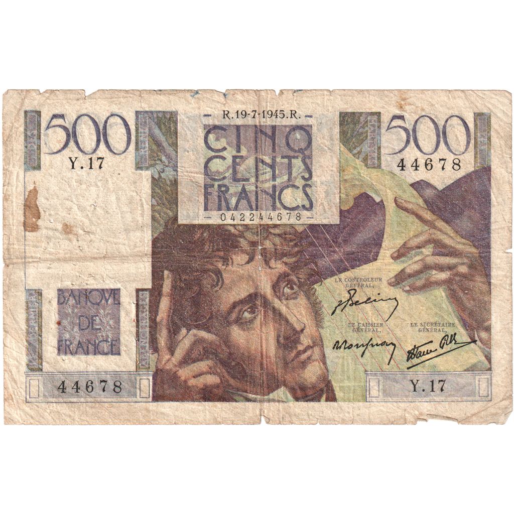 France, 500 Francs, Chateaubriand, 1953-06-04, Y.17, VF(30-35)