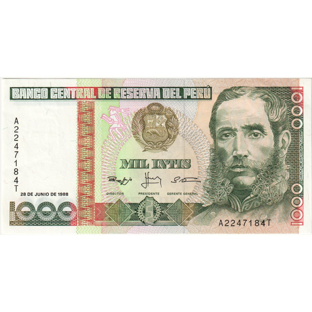 Banconote, Perù, 1000 Intis, 1988, 1988-06-28, KM:136a, SPL+