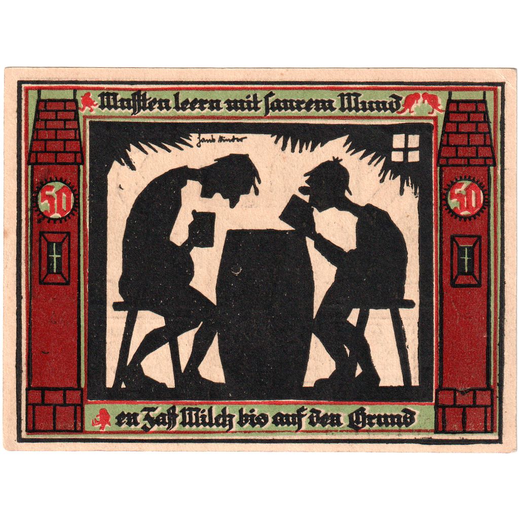 Banknot, Niemcy, Glauchau Stadt, 50 Pfennig, personnage, 1921, 1921-05-01