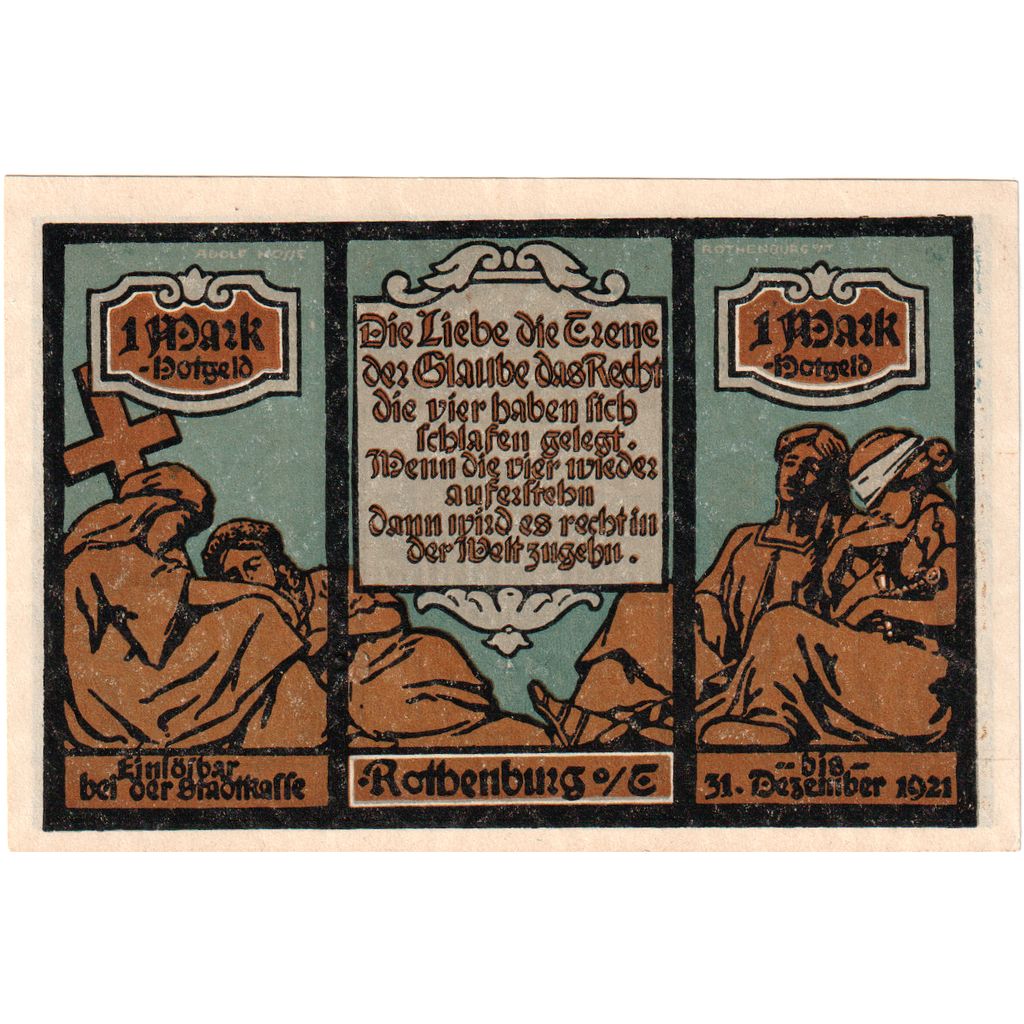 Niemcy, Rothenburg o.T. Stadt, 1 Mark, 1921-06-24, UNC(65-70)