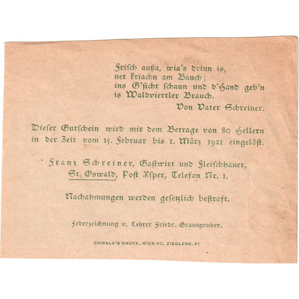 Germania, 80 Pfennig, St Oswald, FDS